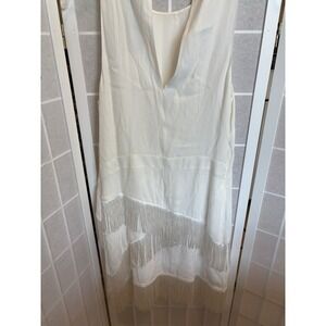 Joie NWT Women  Whimsical Flapper Tiered Fringe Dress White Size 4 Roaring20s